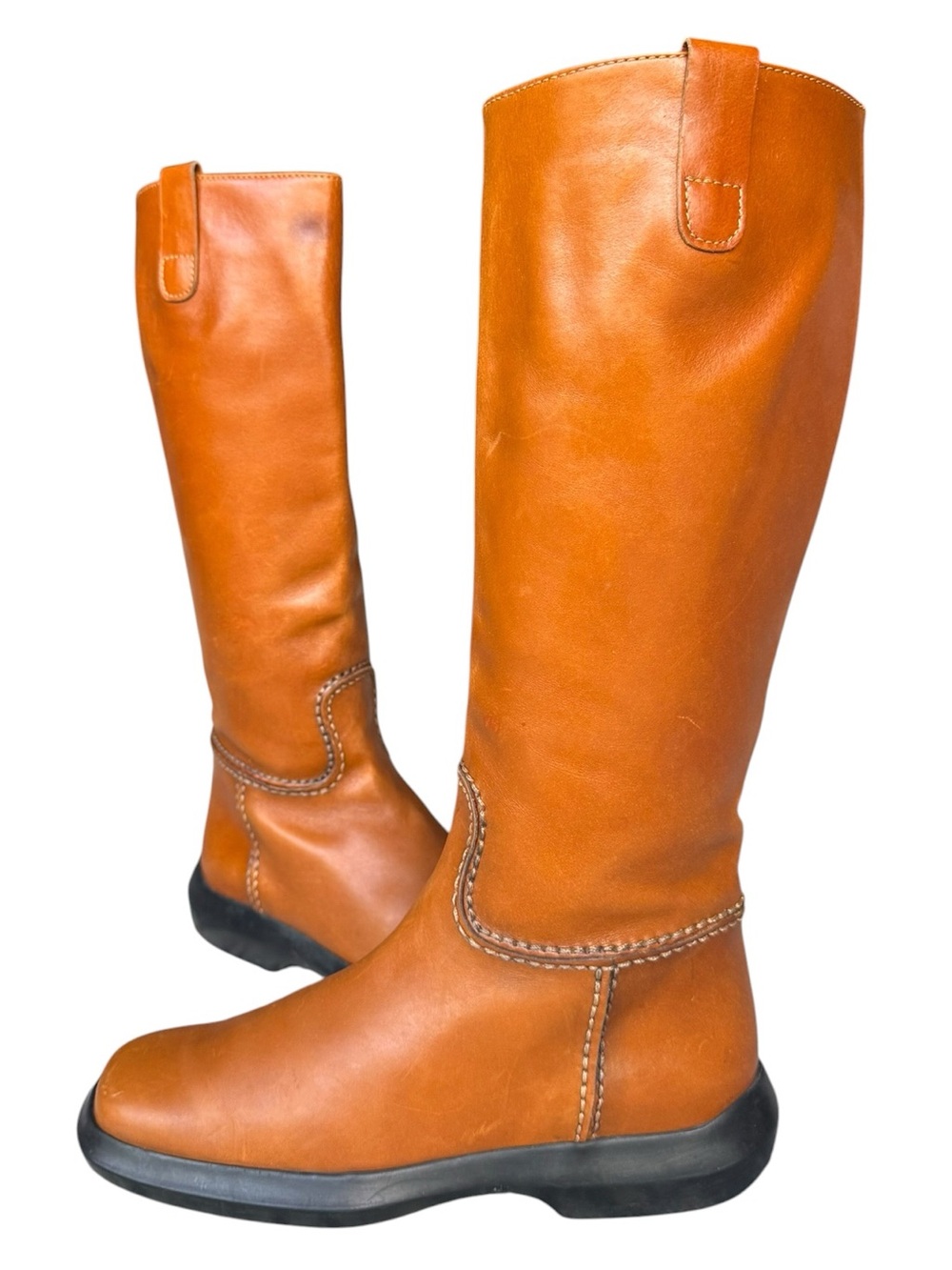 TOD’S Cognac Brown Leather Riding Boots 7